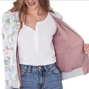Faherty Dockside Reversible Bomber Jacket In Primrose Size Large